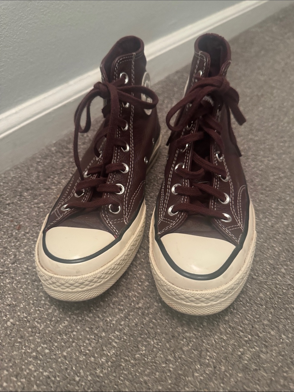 Converse Women’s High-Top Sneakers in Burgundy with Cream Toe